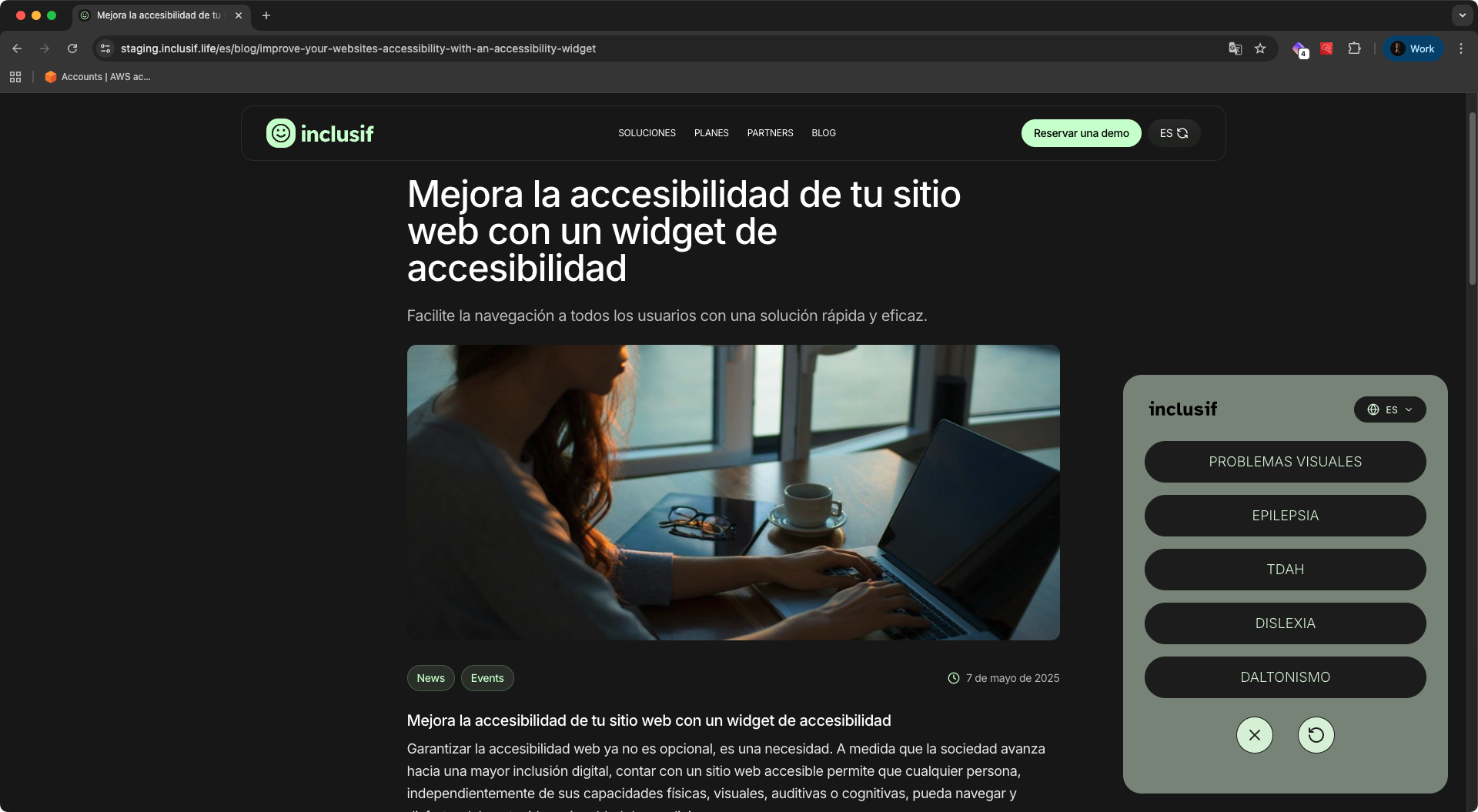 Widget de accesibilidad